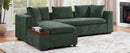 Elegant Chenille L-Shaped Sofa with Wooden Storage Compartment, Green, 93.7 Inches