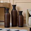 Desktop Vase, Brown Decorative Floor Vase, Classic and Neat Floor Vase, High Independent Flower Stand, Artificial Vine Vase, PVC Floor Vase, Home Decoration Flower Stand Set of 3 pieces