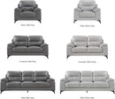 89 Inch Leather Sofa Silver Gray With Metal Legs Wood Frame