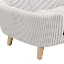 Elevated Dog Bed Frame for Small Dog, Corduroy Pet Couch Bed with Rubber Wood Legs and Supportive Foam, Beige, Easy Assembly