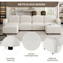 116x58" Velvet Modular Sectional Sofa,U Shaped Reversible Couch Set,Free Combination,6 Seat Sleeper Cloud Sofa Bed with Ottoman,Convertible Oversized Indoor Furniture Pieces for Living Room,Beige