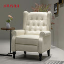Beige Mid Century Wingback Recliner Chair With Upholstered Fabric