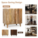 TREXM Wood Accent Cabinet with Storage, Rustic Mango Wood Storage Cabinet with Fluted Design and Adjustable Shelf for Dining Room, Kitchen, and Living Room (Natural)