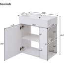 21.6inch Modern Floating Bathroom Vanity with Ceramic Basin - Perfect for Small Bathrooms, Right side storage