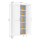 71'' 2 Shapely Doors Cabinet, Metal Storage Cabinet with Doors and Adjustable Shelves, for Bedroom, Living Room, Kitchen (White)