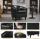Black Synthetic Leather Barrel Armchairs With Cushions