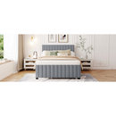 Full Size Velvet Upholstered Platform Bed with Twin Size Trundle, Gray