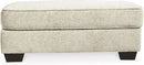 Beige Chenille Upholstered Ottoman With Cushioned Comfort