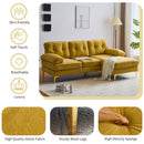 Modern Velvet L-Shaped Sectional Sofa for Living Room or Bedroom, Yellow, 82.6'