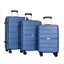 Hardshell Suitcase Spinner Wheels PP Luggage Sets Lightweight Durable Suitcase with TSA Lock,3-Piece Set (20/24/28), Blue
