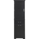 Tall Bathroom Storage Cabinet, Freestanding Storage Cabinet with Two Different Size Drawers and Adjustable Shelf, MDF Board with Painted Finish, Black