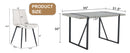 Table and chair set. Modern minimalist grey marble textured MDF dining table with metal frame. Comes with 6 chairs with PU cushions and black metal legs.