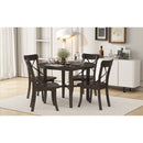TREXM 5-piece Dining Set, Retro Simple Round Table and 4 Chairs with X-shaped Backrest for Kitchen, Dining Room and Living Room (Espresso)