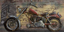 Old Fashioned Red Motorcycle Chopper 3D Wall Art Metal Cutout Painting Decor