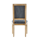 Vintage Inspired French Country Dining Chairs Set - Elegant Cane Backrest & Upholstered Seats - Rustic Weathered Finish - Solid Rubberwood Frame