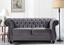 Modern Pink Velvet Chesterfield Loveseat With Tufted Back