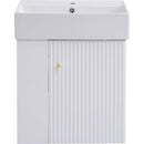 21.6inch Modern Floating Bathroom Vanity with Ceramic Basin - Perfect for Small Bathrooms, Left side storage