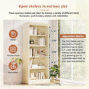 83' Tall Wood Bookcase Suite with light strip ,5-Tier Decor Bookcase Suite with Adjustable Shelves,Storage Organizer,Free Standing Storage Shelves Suite for Living Room,Home Office,Beige and Yellow