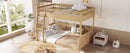 Full XL over Queen Bunk Bed with Ladder and Guardrails, Natural