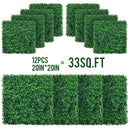 12pieces of 20 inch x 20 inch lawn wall panels, artificial lawn wall panels, green background decoration, boxwood fence wall panels, party, wedding, indoor, backyard, Christmas decoration, 33sq.FT