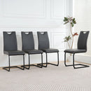 Modern Charcoal PU dining chair living room chair upholstered chair, black metal chair leg design, kitchen, living room, bedroom, dining room side chair (Set of 4)