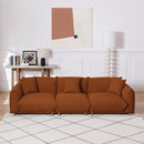 Originality Shapes Curry Lambswool Sherpa 4 Seater Sofa With Metal Legs, Solid Wood Frame Couch with 3 Pillows, Linear and Modular Version Design, Possibility Combined Armchair Current Style