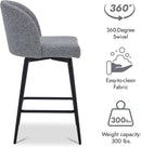 Set Of 3 Counter Height Bar Stools 360 Degree Swivel Grey