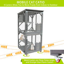 Catio Large Wooden Cat House Outdoor Indoor Cat Enclosures On Wheels, Wooden Kitty House Shelter Outside with Resting Box, Waterproof Roof (Grey, 31.5' D x 36.6' W x 71' H)