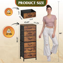 Tall Fabric Dresser With 6 Drawers And Wood Top Rustic Brown