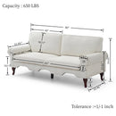 80-Inch Modern Linen 3 seat Sofa with Wooden Legs & Crystal button and Copper Nail, Tufted Backrest, Perfect for Living Room, Bedroom, or Office (Beige)