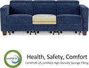 Navy Blue Zero Wall Hugger Power Reclining Sofa USB Ports