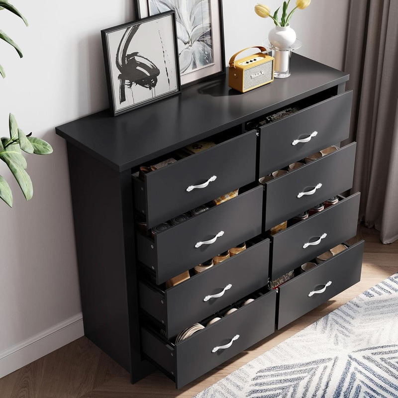 Black Contemporary Dresser With Large Deep Drawers