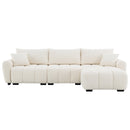 [VIDEO] 110' Modular Sectional Sofa, L Shape with Extra-large Seat, Pull-line Design, Movable Ottoman, High Density Foam, Free Combination, Sturdy Metal&Wood Frame, Boucle Fabric, 3 Colors