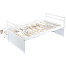 Twin Size Bed with Headboard, Footboard, Trundle and Three Storage Drawers, Twin Size Pine Wood Bed with Headboard, Footboard,White