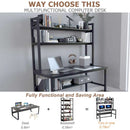 Black Computer Desk With Hutch And Bookshelf Extra Large Desktop
