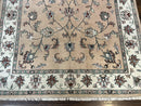 Indo Persian Rug 6x9, Handmade Vintage Wool Carpet, Floral Allover