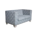 Saree - Loveseat - Light Teal Chenille & White