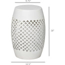 12.5" Steel Patio End Table, Round Hollow Drum Side Table, Accent Table for Indoor and Outdoor, White