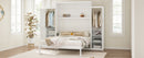 Queen Size Murphy Bed with 2 Wardrobe and Storage Shelf, Multifunctional Foldable Platform Bedframe for Guest-Room, Bedroom, White