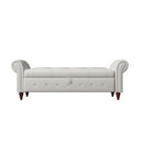 63' Bed Bench Beige Fabric