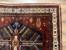 Antique Persian Tribal Rug 5 x 7.8, Triple Medallions, Red, Persian Afshar Rug