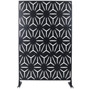 Outdoor & Indoor Privacy Screen Metal Privacy Screen 76' H×48' W, Freestanding Decorative Privacy Screen for Deck Balcony Patio, Black Steel