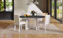 TREXM 5-Piece Extendable Dining Table Set for 4, Round Dining Table for 4 with Upholstered Chairs, Farmhouse Kitchen Table Set with Removable Leaf for Dining Room and Kitchen (Grey+White)