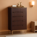 Fluted Five Drawer Dresser Contemporary Dark Walnut