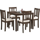 (1 Table with 4 Chairs)Wooden Dining Table Set, Mid Century Modern Square Wooden Kitchen Table and Upholstered Dining Chairs for Dining Room, Kitchen, Saving Space,Brown