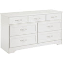 Modern 3 Drawer Bedroom Chest of Drawers with 7 Drawers Dresser, Clothes Organizer -Metal Pulls for Living Room, Bedroom, Hallway, White, 47.6" x 15.7" x 26.6"