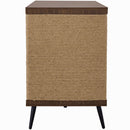 Furniture Style 2 in 1 Mid-century Modern Walnut Cabinet Side Table Design With Spring-loaded door Storage