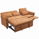 2-in-1 Sofa 82' Three-seater Sofa with Sofa Bed and Reversible Recliner, Orange Chenille