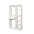 Freestanding Closet System,  Stand-Alone Wardrobe with 6 open Shelves,74.8'' Heigh Closetwith 1 Wood Drawers, Wood Walk-in Closet with 2 Hanging Rod, White