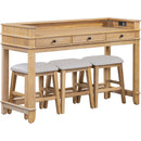 TREXM 4-Piece Dining Table Set for 3, Retro Kitchen Table and Chairs Set with 3 Storage Drawers, Ideal for Small Spaces (Natural)